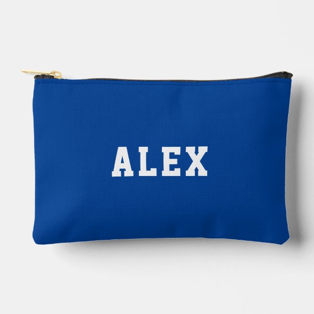 Simple Modern Blue Personalized  Accessory Pouch (Front)
