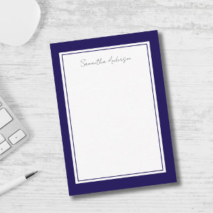Simple Modern Blue Personalized Flat Note Card