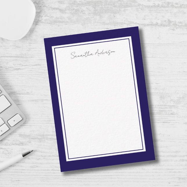 Simple Modern Blue Personalized Flat Note Card (Creator Uploaded)