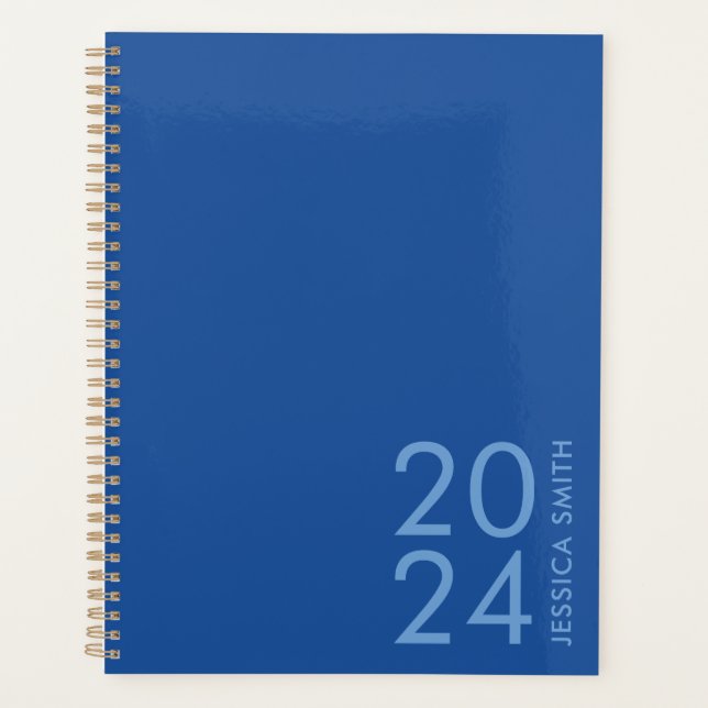 Simple modern blue personalized planner (Front)