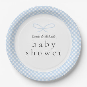 Simple Modern Blue Plaid Bow  Paper Plate