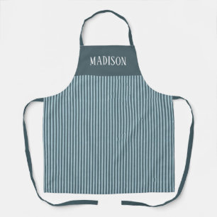 Simple Modern Blue Striped Pattern Personalized Apron