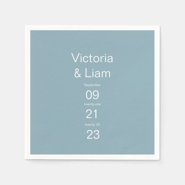 Simple Modern Blue Typography Napkin (Front)