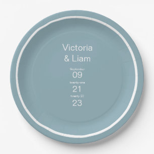 Simple Modern Blue Typography Paper Plate