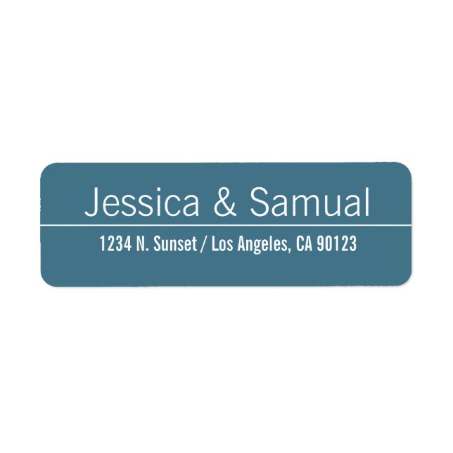 Simple Modern Blue & White Wedding Return Address (Front)