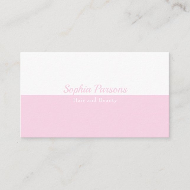 Simple Modern Blush Pink and White Professional Business Card (Front)
