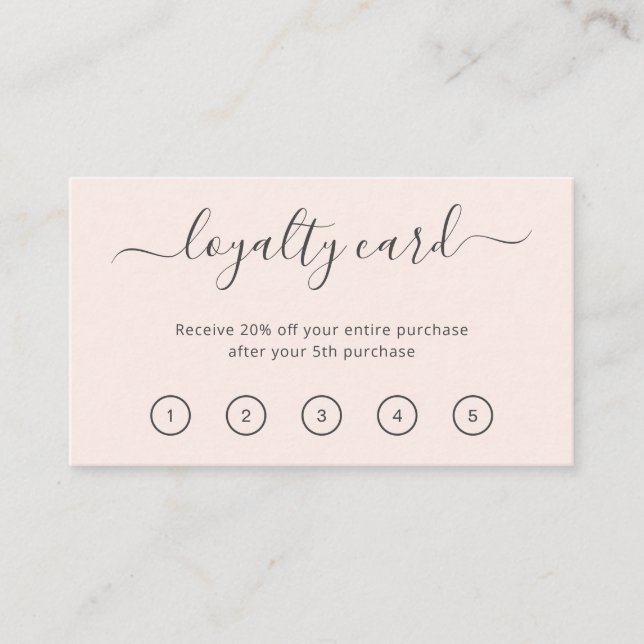 Simple Modern Blush Pink Elegant Loyalty Card (Front)