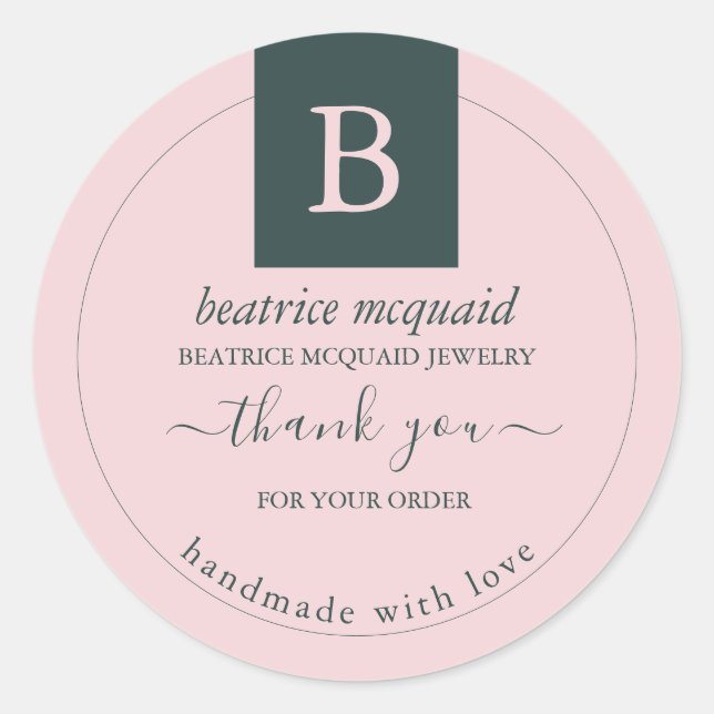 Simple Modern Blush Pink Homemade with Love Classic Round Sticker (Front)
