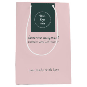 Simple Modern Blush Pink Your Logo   Medium Gift Bag