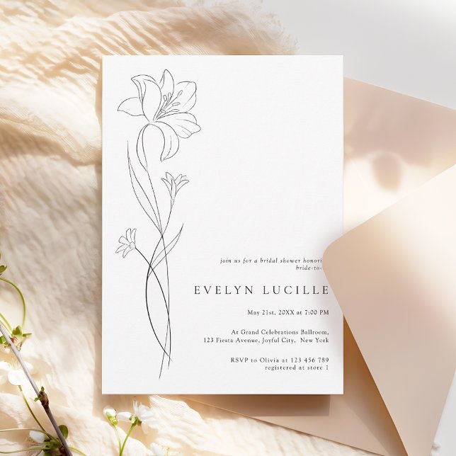 Simple Modern Boho Floral Bridal Shower Invitation (Creator Uploaded)