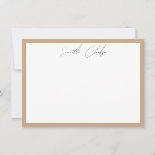 Simple Modern Boho Tan Border Handwritten Script Card