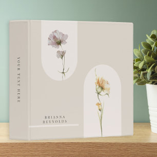 Simple Modern Boho Wildflowers on Neutral Beige Binder