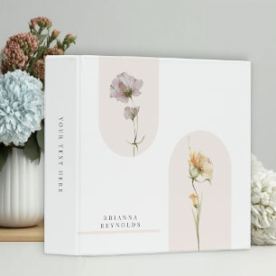 Simple Modern Boho Wildflowers on White Binder