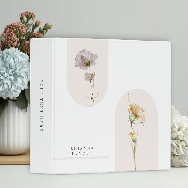Simple Modern Boho Wildflowers on White Binder (Creator Uploaded)