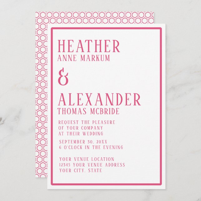 Simple Modern Bold Custom Colour Hexagon Geometric Invitation (Front/Back)