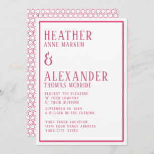 Simple Modern Bold Custom Colour Hexagon Geometric Invitation