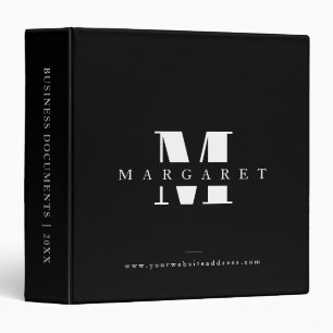 Simple Modern Bold Letter Monogram Business Files Binder