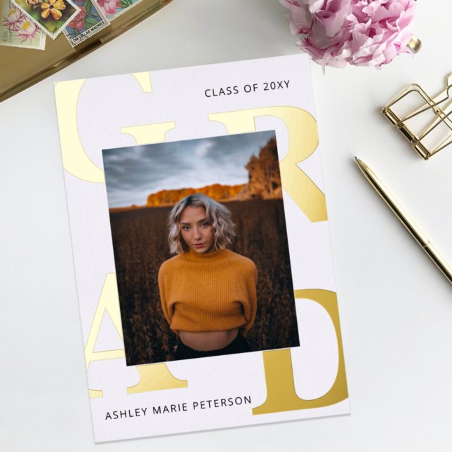 Simple Modern Bold Letters Photo Graduation Foil I (Creator Uploaded)