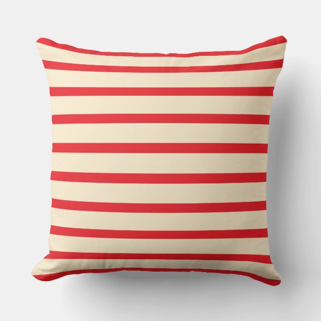 Simple Modern Bold Red Cabana Striped  Throw Pillow (Front)