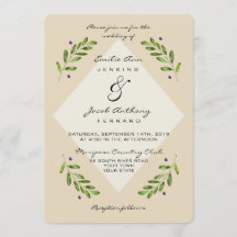 Simple Modern Botanical Casual Wedding Invitation