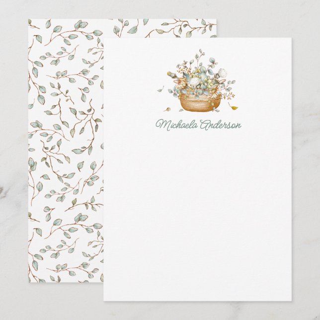 Simple Modern Botanical Flowers & Leaves Elegant Card (Front/Back)
