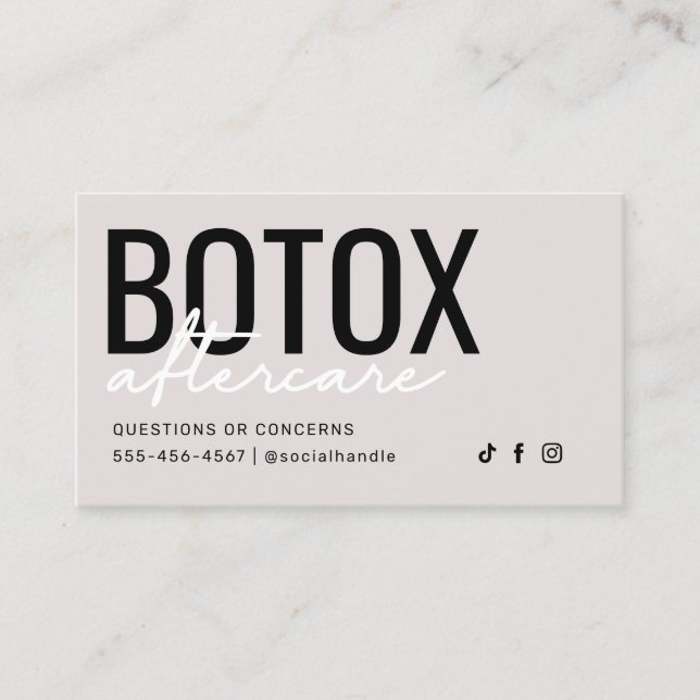 Simple Modern Botox Aftercare Card (Front)