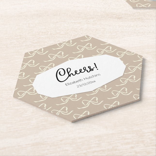 Simple Modern Bow pattern Paper Coaster (Angled)