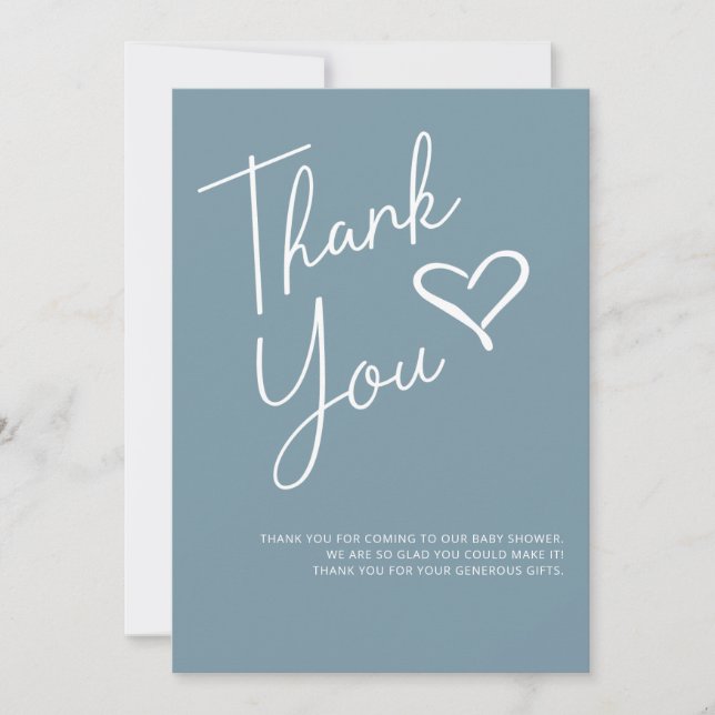 Simple Modern Boy Baby Shower Thank You Invitation (Front)