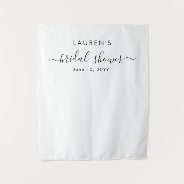 Simple Modern Bridal Shower backdrop Tapestry (Front)