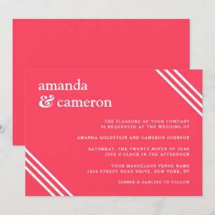 Simple Modern Bright Coral Wedding Invitation