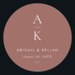 Simple Modern Brown Monogram Mix Match Wedding Classic Round Sticker<br><div class="desc">Simple Modern Brown Monogram Mix Match Wedding Classic Round Sticker features modern type pairings in soft,  modern earth tones.</div>