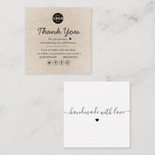 Simple Modern Brown Smooth Thank You  Square Business Card