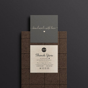 Simple Modern Brown Smooth Thank You Square Business Card