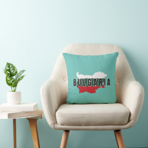 Simple Modern Bulgaria map Letter Flag Souvenir  Throw Pillow