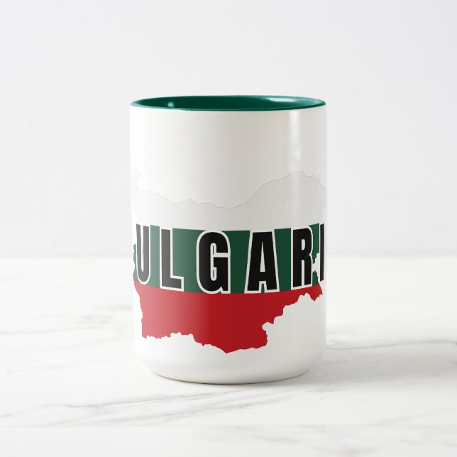 Simple Modern Bulgaria map Letter Flag Souvenir  Two-Tone Coffee Mug (Center)
