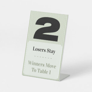 Simple Modern Bunco Table Two Card Set  Pedestal Sign