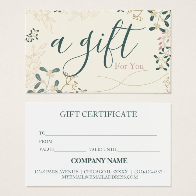 Simple & Modern Business Gift Certificate (Front & Back)