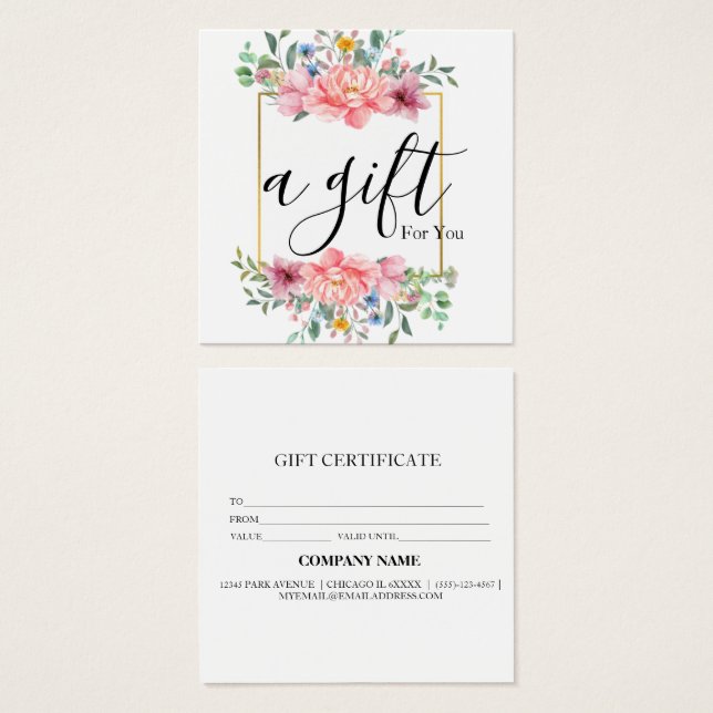 Simple & Modern Business Gift Certificate (Front & Back)