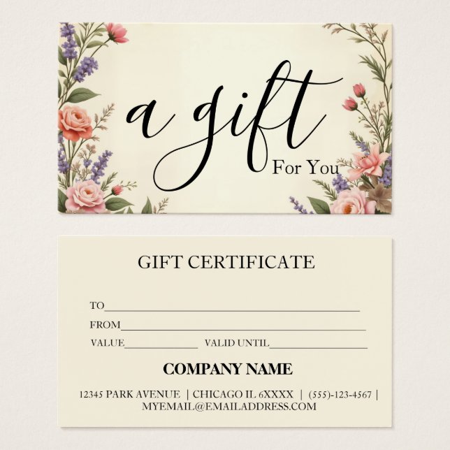 Simple & Modern Business Gift Certificate (Front & Back)