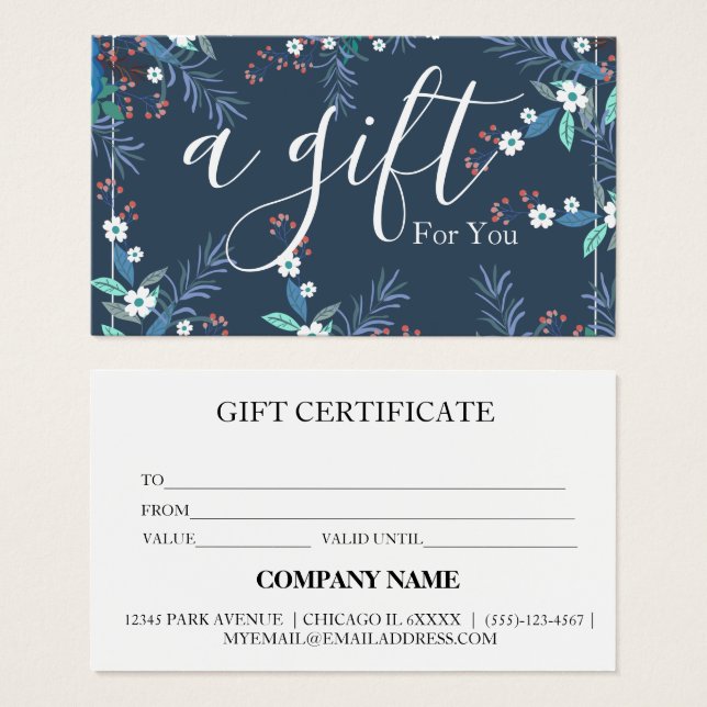 Simple & Modern Business Gift Certificate (Front & Back)