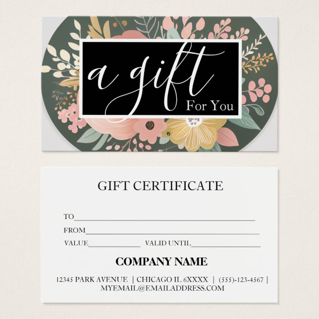 Simple & Modern Business Gift Certificate (Front & Back)