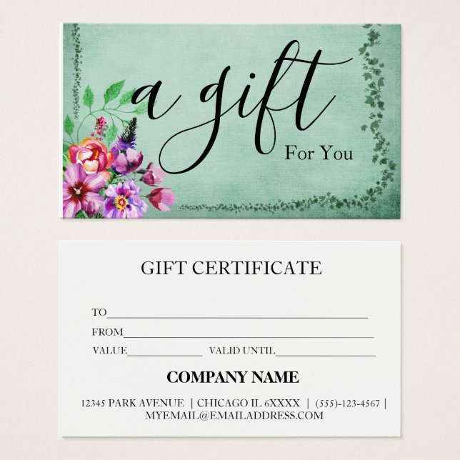 Simple & Modern Business Gift Certificate (Front & Back)