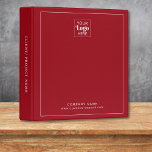 Simple Modern Business Logo Company Name Red Binder<br><div class="desc">Stylish and modern professional binder to store your business stationery .Personalize  with your logo and details.</div>