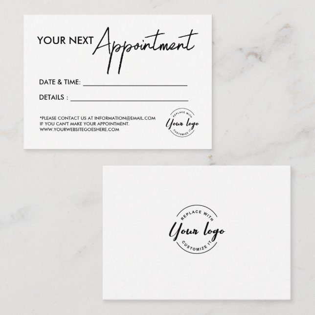 Simple modern Business logo Custom Appointment Card (Front/Back)