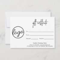 Simple Modern Business Logo Gift Certificate