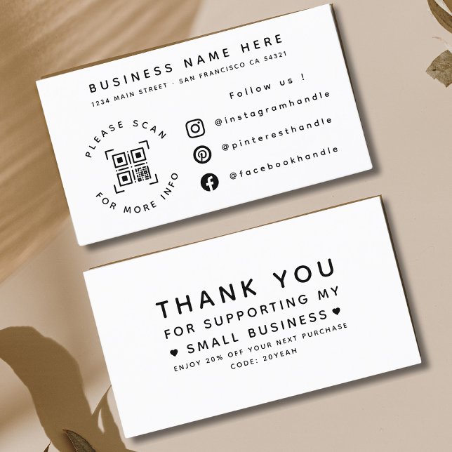Simple Modern Business Thank You QR Code Socials  Card (Creator Uploaded)