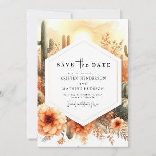 Simple Modern Cactus Wedding Save The Date