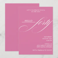 Simple Modern Caligraphy Forty 40th Birthday Party