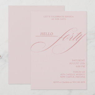 Simple Modern Caligraphy Forty 40th Birthday Party Invitation