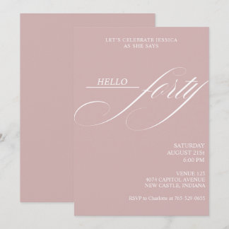 Simple Modern Caligraphy Forty 40th Birthday Party Invitation